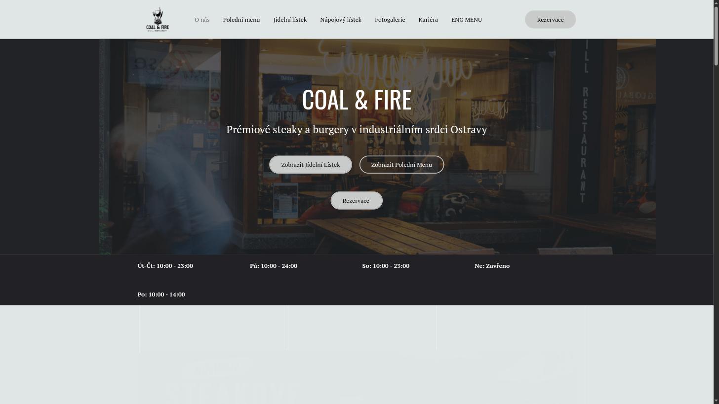 Web restaurace Coal & Fire Grill v Ostravě, který jsem postavil